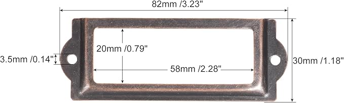 uxcell Metal Label Holders, 82x30mm 60pcs File Name Card Tag Label Holder Frame for Office Library Drawer Cabinet Shelves, Copper Tone
