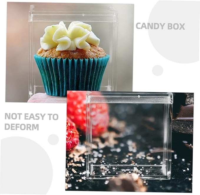 12pcs Acrylic Square Candy Box Set 4.5cm Lidded Storage Containers for Party Favors Chocolate and Desserts Stackable Organizer for Home and Events