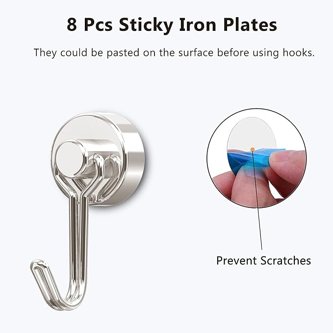 Tohoer Magnetic Hooks, Neodymium Magnets Hook Heavy Duty 30LBS with Rust Proof for Fridge, Refrigerator, Oven, Grill, BBQ, Key, Tools Holder, Utensil, Kitchen, Outdoor, Magnet for Hanging Wreaths