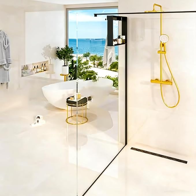 Over the Door Shower Caddy for Glass Door – 20"x16" Stainless Steel Hanging Shelf with Hooks, No-Drilling Frameless Shower Organizer, Rust-Proof Bathroom Storage for Towels & Toiletries
