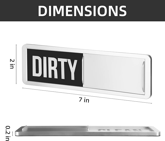Dishwasher Magnet Clean Dirty Sign, Strong Magnet Clean Dirty for Kitchen Refrigerator, Easy to Read and Slide, Self-Adhesive Stickers for Non-Magnetic Dishwasher（Black White）