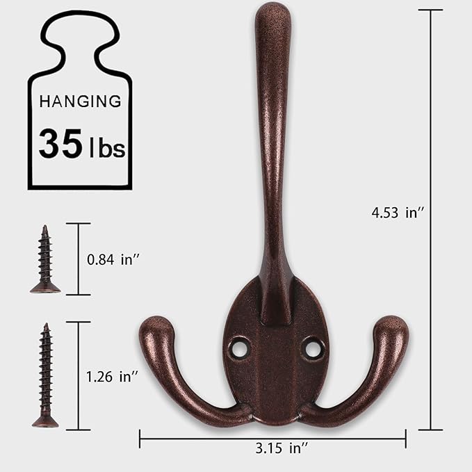 Wall Mounted Coat Hooks 5 Pack Heavy Duty Black Hardware Robe Hooks Decorative for Single Hanging Coats Towel Cubicle Classroom Kitchen Bath Backpack Hat Hook