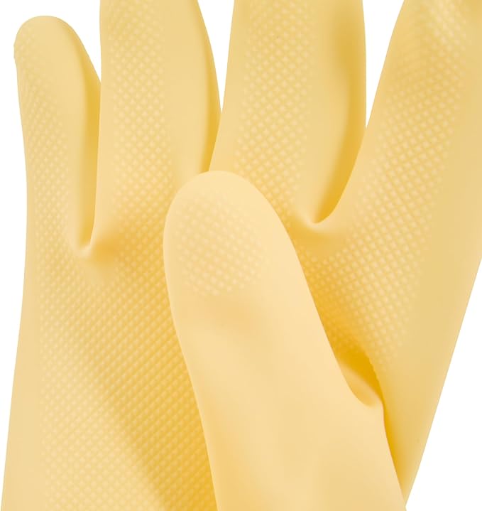 Clean Tek Professional 22 Mil Large Cleaning Gloves, 10 Pairs Of Long Cuff Gloves - No-Slip Grip, No-Powder, Yellow Latex Gloves For Kitchen Cleaning, Ideal For Washing Dishes