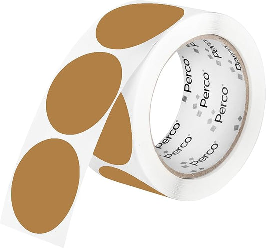 Perco Kraft Brown 2-Inch Perforated Circle Dot Sticker Labels—250 Round Stickers Per Roll—Natural, Cardboard-Like Surface with Permanent Adhesive for Product Labeling, Packaging, Crafting—Made in USA