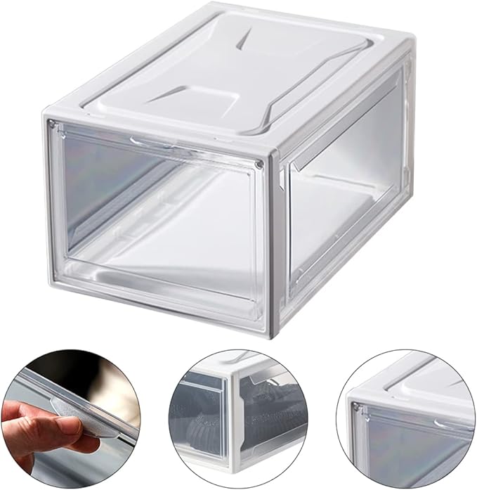 Zerodeko 1pc Transparent Sneaker Storage Box Clamshell Shoes Organizer Stackable Container for Shoes Socks and Accessories for Closet and Entryway Storage