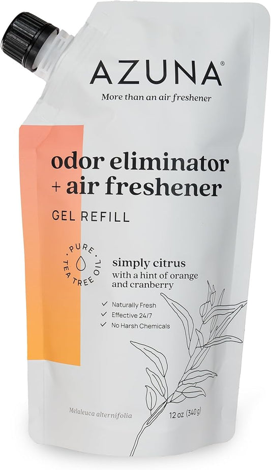 Azuna Air Freshener & Odor Eliminator Gel Refill Pouch - Simply Citrus, 12 oz