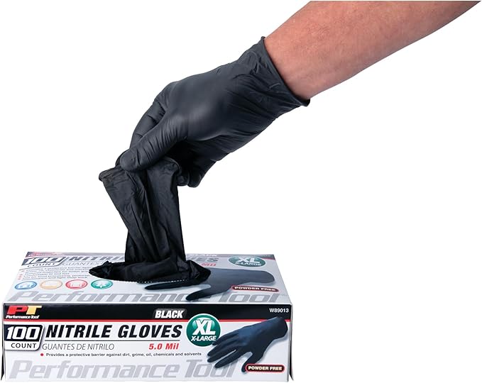 Performance Tool W89011 Medium Black Nitrile Gloves Medium