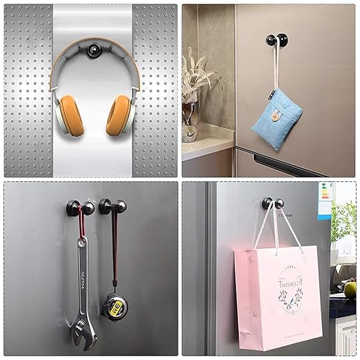 Magnetic Hooks Heavy Duty for Cruise Cabins Magnet Hanger Holder Hanging Coats Neodymium Rare Earth Magnet for Home, Office, Bags, Workplace or Traveling-Pack of 2 Black