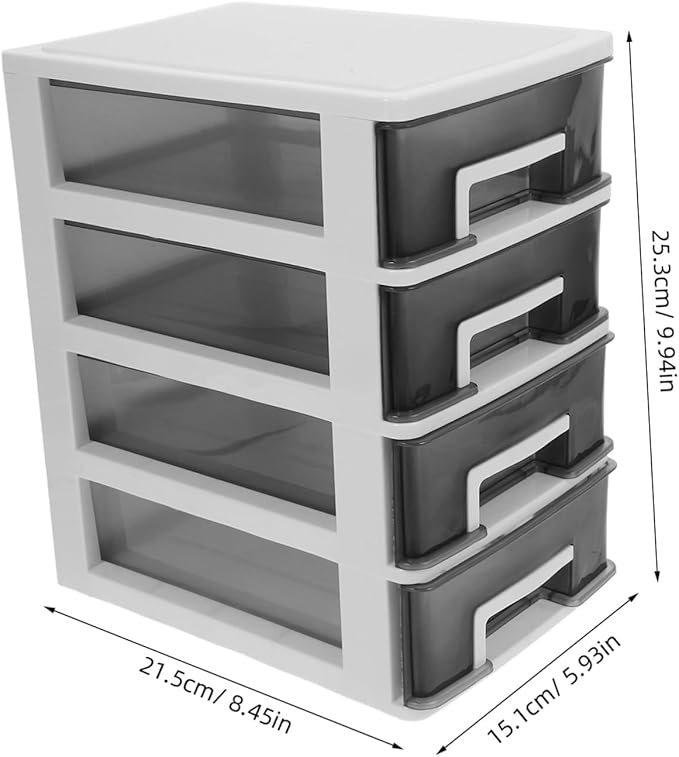 Cabilock Four-layer Plastic Drawer Storage Cabinet Portable Organizer Black Design for Desktop Multifunctional Space-saving Storage for Home and Office