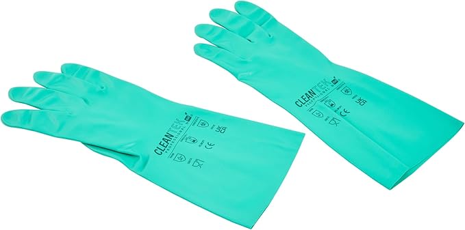 Nitrile Gloves 10 Count 15 mil Chemical Resistant Gloves Abrasion-Resistant Kitchen Cleaning Latex-Free Green