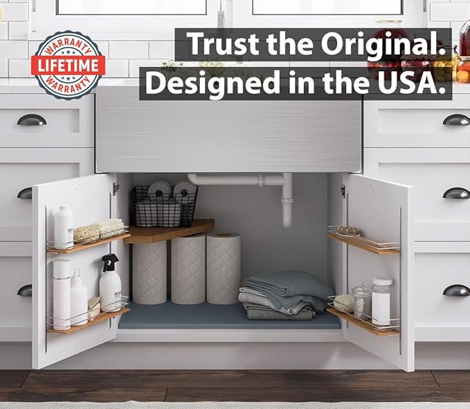 BASIN - Heavy Duty Under Sink Mat - Original Silicone Under Sink Mats for Waterproof - Under Sink Tray - Under Sink Cover Kitchen Cabinet Liner - 28x22