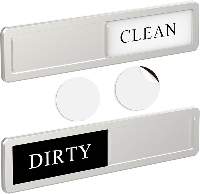 Premium Stainless Steel Dishwasher Magnet Sign - Aluminum Alloy Magnet dishwasher magnet clean dirty Dirty/Clean Dishwasher Indicator (Silver)