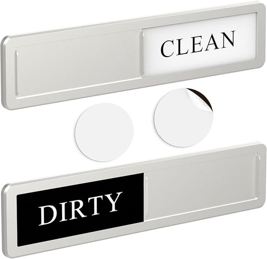 Premium Stainless Steel Dishwasher Magnet Sign - Aluminum Alloy Magnet dishwasher magnet clean dirty Dirty/Clean Dishwasher Indicator (Silver)