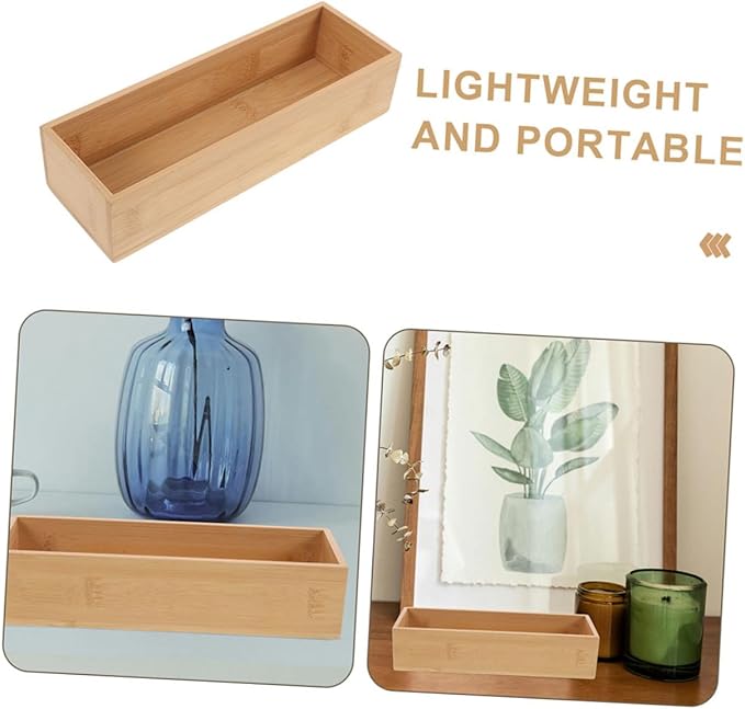 Cabilock 3pcs Organizer Stylish Natural Wood Storage Trays for Kitchen Bathroom Office Desk Minimalist Design for Clutter Spaces