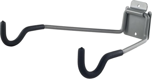 Stalwart Bike Wall Mount - EVA Foam Padded Bicycle Hooks with 50lb Capacity - Flip-Up Garage Bicycle Rack for Mountain, Road, and Kids Bikes by Rad Sportz, Silver, Black