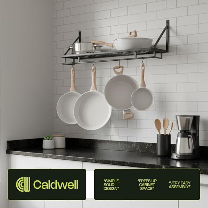 Pot and Pan Shelf – Heavy-Duty Adjustable Cookware Rack for Cabinet or Countertop | Space-Saving Kitchen Organizer for Pots, Pans & Lids Storage