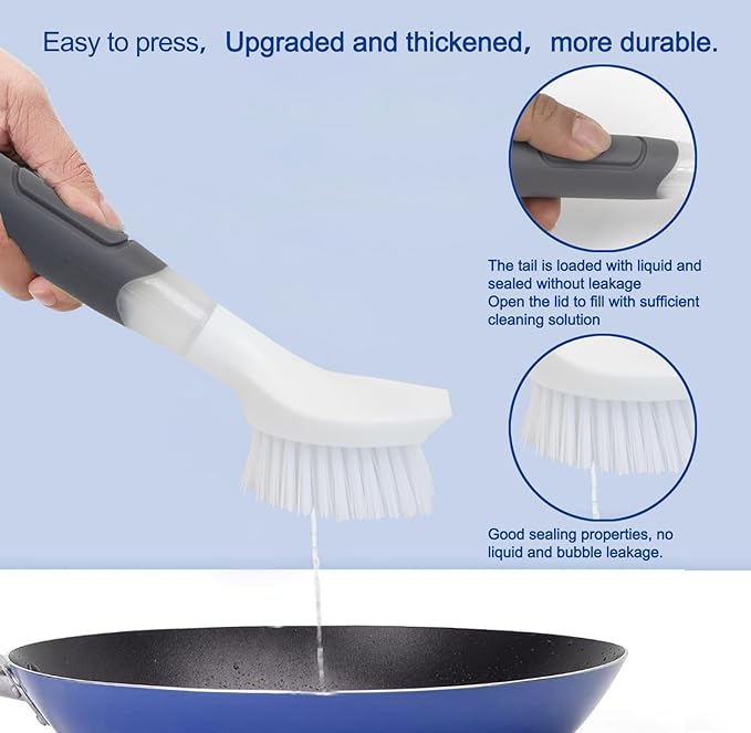 24 Pack Durable Kitchen Sponges and Dish Soap Brush with Soap Dispenser for Dishes, Pans, Sink, Pots