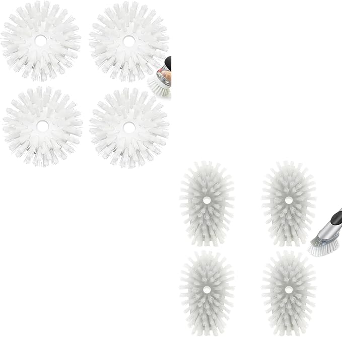 Palm Brush Refills for OXO (New Generation) - 1 Count, White, Plastic/Nylon Bristles, Plastic Handle, Dish & Utensils