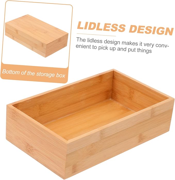 Made Bamboo Storage Organizer Compact Desktop Container for Home Items Multi-functional Khaki Bamboo Box with Simple Design Space-saving and Easy to Use