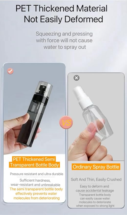 2 Black Transparent Accessories Mist Plastic Refillable Container Mini Spray Bottle, Suitable For, Cleaning, Skin Care, Perfume，Makeup，Spray Bottles Small,Misting Spray Bottle