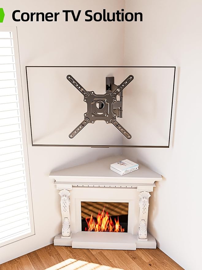 USX MOUNT UL Listed TV Wall Mount for Most 26-60 Inch TVs, Wall Mount TV Brackets with Swivel, Tilt, Rotating, Center Corner Design on Single Stud, Up to 77 lbs Max VESA 400x400mm