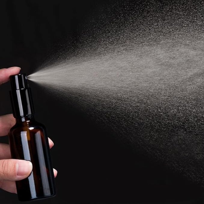 YIZHAO Clear Glass Spray Bottles 4oz, with Small Fine Mist Spray, Metal Cap, Refillable for Essential Oil,Travel,Cleaning,Perfume,Aromatherapy,Makeup – 9 Pcs