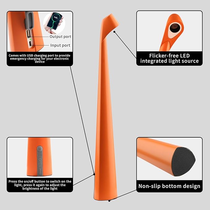 Portable Cordless LED Desk Lamp - Rechargeable Wireless Table Lamp 3-Level Brightness