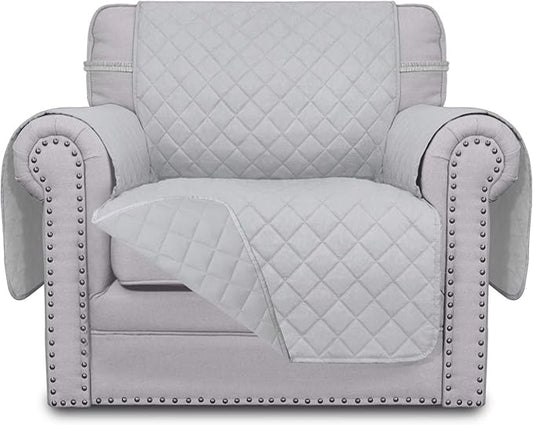 Easy-Going Chair Sofa Slipcover Reversible Sofa Cover Water Resistant Couch Cover Furniture Protector Cover with Elastic Straps for Pets Kids Children Dog Cat (Chair, Light Gray/Light Gray)