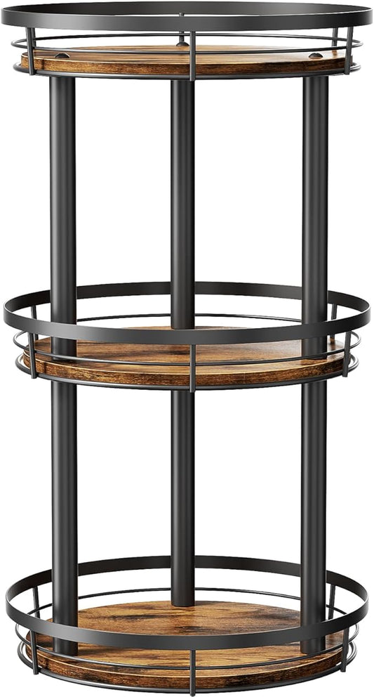 LAMU 10'' Wood Lazy Susan Spice Rack Organizer, 3 Tier Spice Organization for Cabinet, Countertop, Kitchen, Table Top, Pantry, Condiment and Seasoning Rack Organizer
