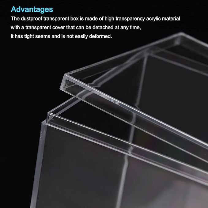MECCANIXITY Clear Acrylic Plastic Storage Box Square Cube Display Case with Lid, 9.5x9.5x9.5cm Container Box for Small Item, Pack of 4