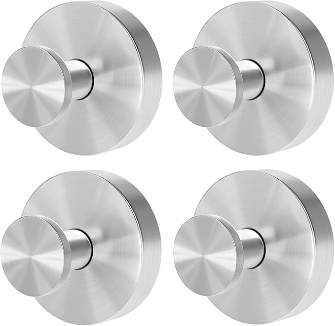 Suction Cup Hooks for Shower, Heavy Duty Towel Hooks for Walls No Damage, Modern Shower Suction Hooks for Kitchen Bathroom Wall, Glass, Mirror, Tile, Hanging Towels Robes, Brushed Nickel (4 Pack)