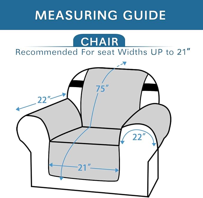 H.VERSAILTEX Reversible Chair Covers Water Repellent Chair Slipcover for Dogs Pets Furniture Protector Cover with Elastic Strap Durable and Washable Seat Width Up to 21"(Armchair, Black/Grey)