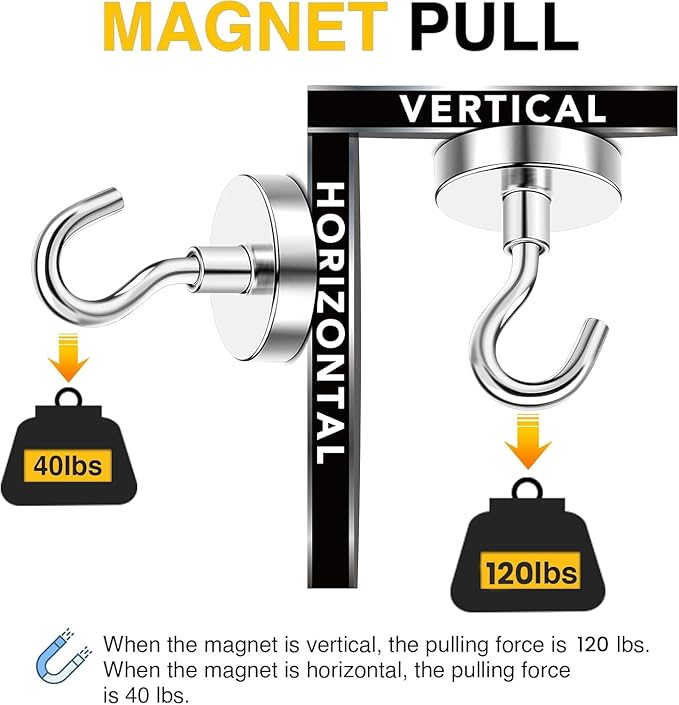 DIYMAG Magnetic Hooks,10pack Magnet Hook Essentials Strong Heavy Duty Magnetic Hooks for Kitchen Refrigerator Hanging Classroom Cruise Cabins Accessories Hooks Silver
