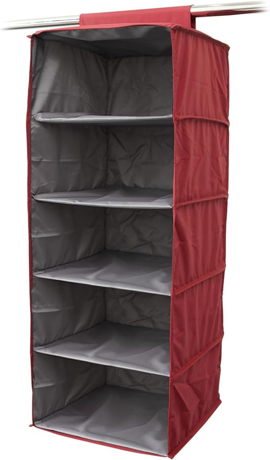 Covermates Keepsakes Hanging Closet Organizer - Heavy Duty Material, Sturdy Interior Shelves - Closet Storage, Scarlett Red