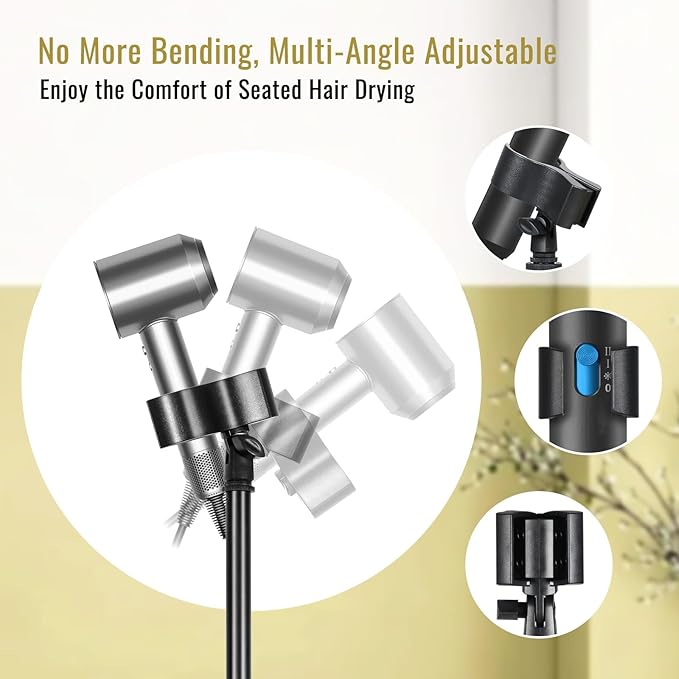 INNOLIFE 73 inch Reach Hair Dryer Holder - Hands-Free Mount, Universal Fit for Bathroom Organization & Cord Management