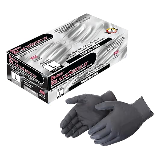 BioSkin Nitrile Exam Grade Disposable Gloves, 4 Mil - Medium | Powder-Free, Chemical + Puncture Resistant, Textured | for Medical, Industrial, Janitorial, Food Service (Box of 100)