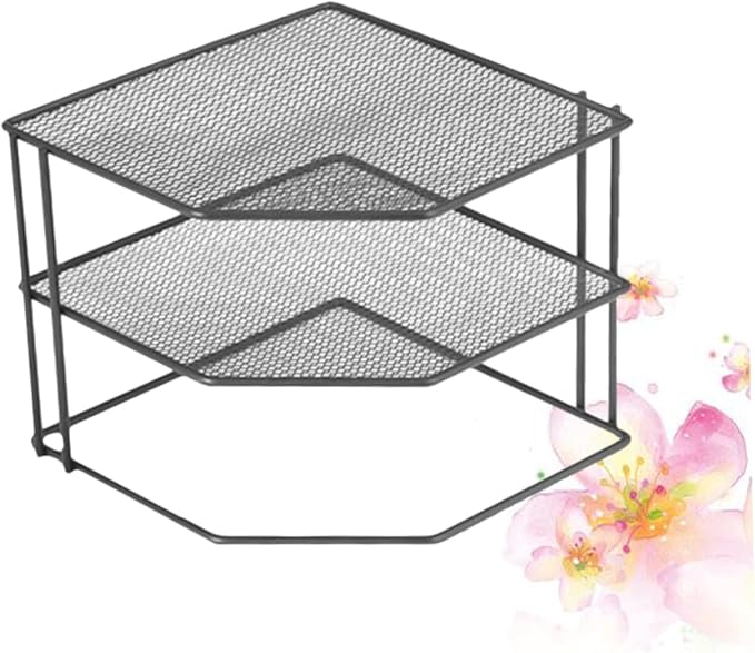 Luxshiny 1Pc Multi Functional Triangle Craft Kitchen Condiment Rack Black Storage Organizer for Clean and Organized Minimalist Design