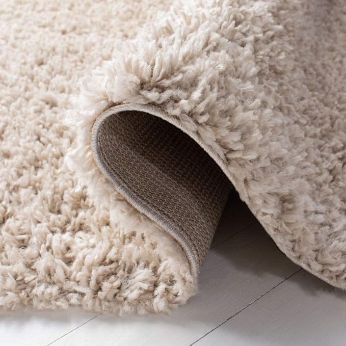 SAFAVIEH August Shag Collection Runner Rug - 2' x 9', Beige, Solid Design, Non-Shedding & Easy Care, 1.5-inch Thick Ideal for High Traffic Areas in Living Room, Bedroom (AUG200D)