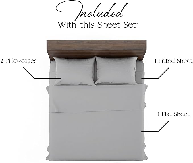 Northwest Ashford Home Essentials Bedding, 4 Piece Full Size Sheet Set, Glacier Gray