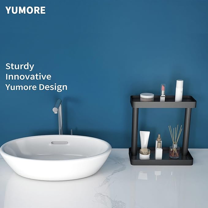 YUMORE Shower Caddy Organizer with Tempered Glass Shelves, Space-Saving Storage Shelf, Rust-Resistant Metal Corner Shelf for Modern Bathroom Shower (2 Tier)