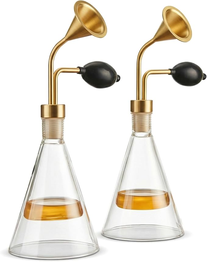 【2-Pack】 80ml Clear Brass Perfume bar Wine Fragrance Essential Oil Coffee Test Glass Bottles Perfume Smell Display Bottle Smelling Jars