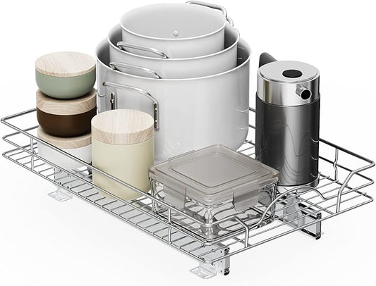 LOVMOR Pull Out Cabinet Organizer and Storage 12½" W x 21½" D, Slide Out Shelves for Kitchen Cabinets