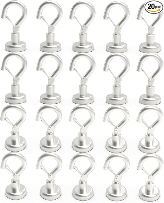 Ant Mag Magnetic Hooks Heavy Duty with Snap 22lbs Strong Magnet Hooks Great Hanging for Refrigerator, Cruise Cabin, Grill, Wreath,Kitchen,Office 20 Pack