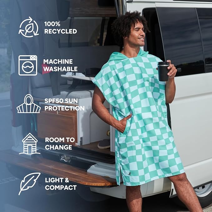 Dock & Bay Adult Poncho - Hooded Towel with Deep Pockets, Changing Robe - Quick Dry - Compact, Lightweight - Includes Bag