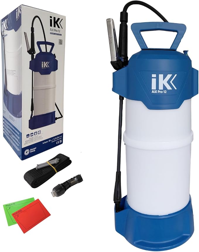 IK ALK Pro 12 – Heavy-Duty Sprayer for Alkalines, Alcohols & Ketones – 2 Gal Pump Sprayer – Adjustable Nozzle, Safety Lock, Shoulder Strap – Ideal for Industrial Cleaning & Disinfection