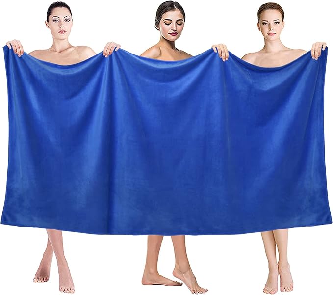 Extra Large Microfiber Bath Sheet Towels, 2 Pack 35" x 70", Oversized, Soft, Super Absorbent and Fast Drying Bathroom Towels for Salon, Sauna, Hotel, Sport, Fitness, Yoga, Dark Blue