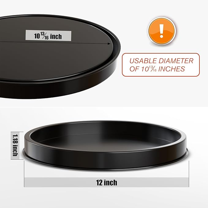HGF Decorative Tray for Coffee Table, 12 Inch Lightweight Metal Round Serving Trays for Kitchen Counter Organizer Dining Table Centerpiece for Display Candle Vase, Black Round Tray for Bathroom Decor