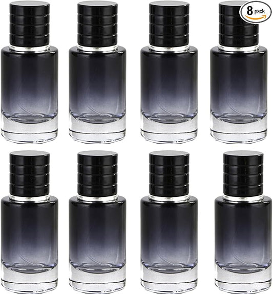 Glass Perfume Bottle Empty Refillable 8Pack 50ml Gradient BlueTravel Perfume Spray Atomizer Bottle Perfume Fine Mist Spray Perfume Bottle Atomizer Container with Sprayer Applicator (Cylinder Blue)