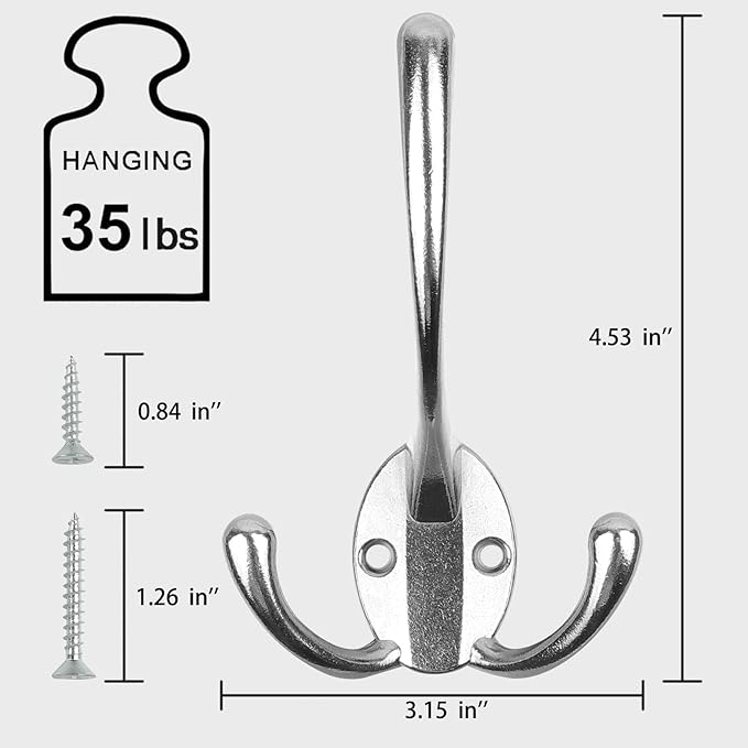 Wall Mounted Coat Hooks 5 Pack Heavy Duty Black Hardware Robe Hooks Decorative for Single Hanging Coats Towel Cubicle Classroom Kitchen Bath Backpack Hat Hook