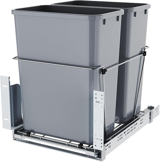 35QT Pull Out Trash Can for Under Sink Storage, Adjustable Sliding Drawer System, Doesn't Include Door Fittings (2*35 qt)